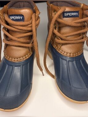Sperry Navy and Brown Waterproof Duck Boots